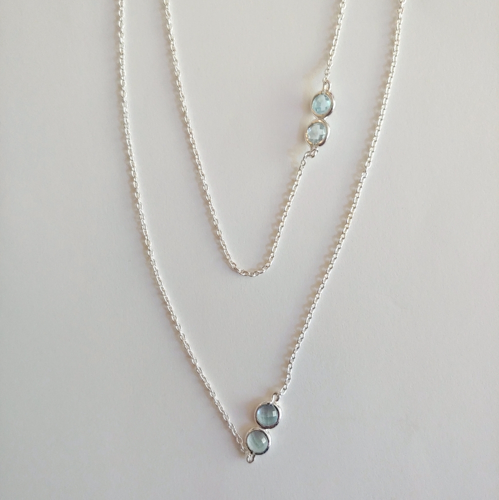 Sterling 925 Double Loop Birthstone Necklace